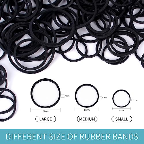 HOYOLS 3/4¡± Inches Black Hair Rubber Bands for Hair Ties Small Mini Elastics Bands Large Braiding Ponytail Holders for Baby Toddler Girls Kids No Damage 600pcs (M) Latex-Free