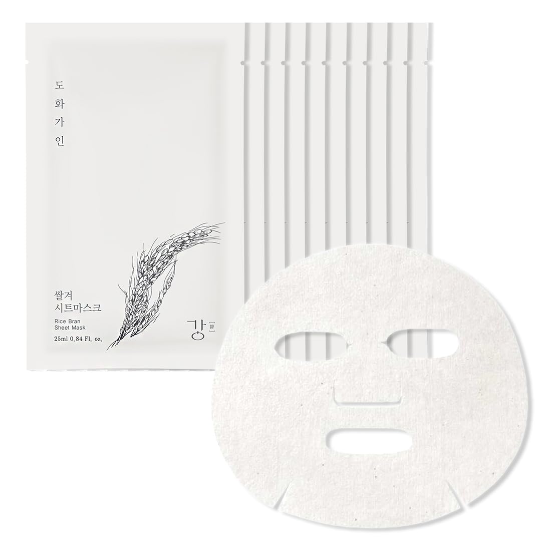 House of Dohwa Rice Bran Sheet Mask – Nutrient Enriched Cotton Sheet Mask – Soothing & Nourishing – Made with Domestically Sourced Korean Rice (10 Count)