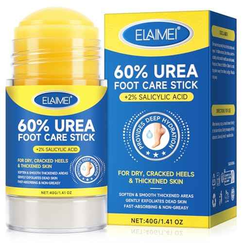 60% Urea with 2% Salicylic Acid Urea Foot Care Stick, Heel Stick for Cracked Feet, Foot Care Cream Moisturizer for Dry Cracked Feet, Knees, Elbows, Hands, Foot Lotion Stick -1.41oz