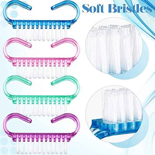 Bokon 400 Pcs Handle Grip Nail Brush Bulk Nail Scrub Brush Nail Brush for Toes and Nails Cleaner, Pedicure Scrubbing tool kit for Men and Women(Multicolor)
