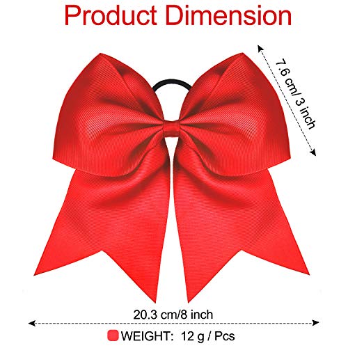 2 Packs Jumbo Cheerleading Bow 8 Inch Large Cheer Hair Bows with Ponytail Holder for Teen Girls Softball Outfit Uniform(Red)
