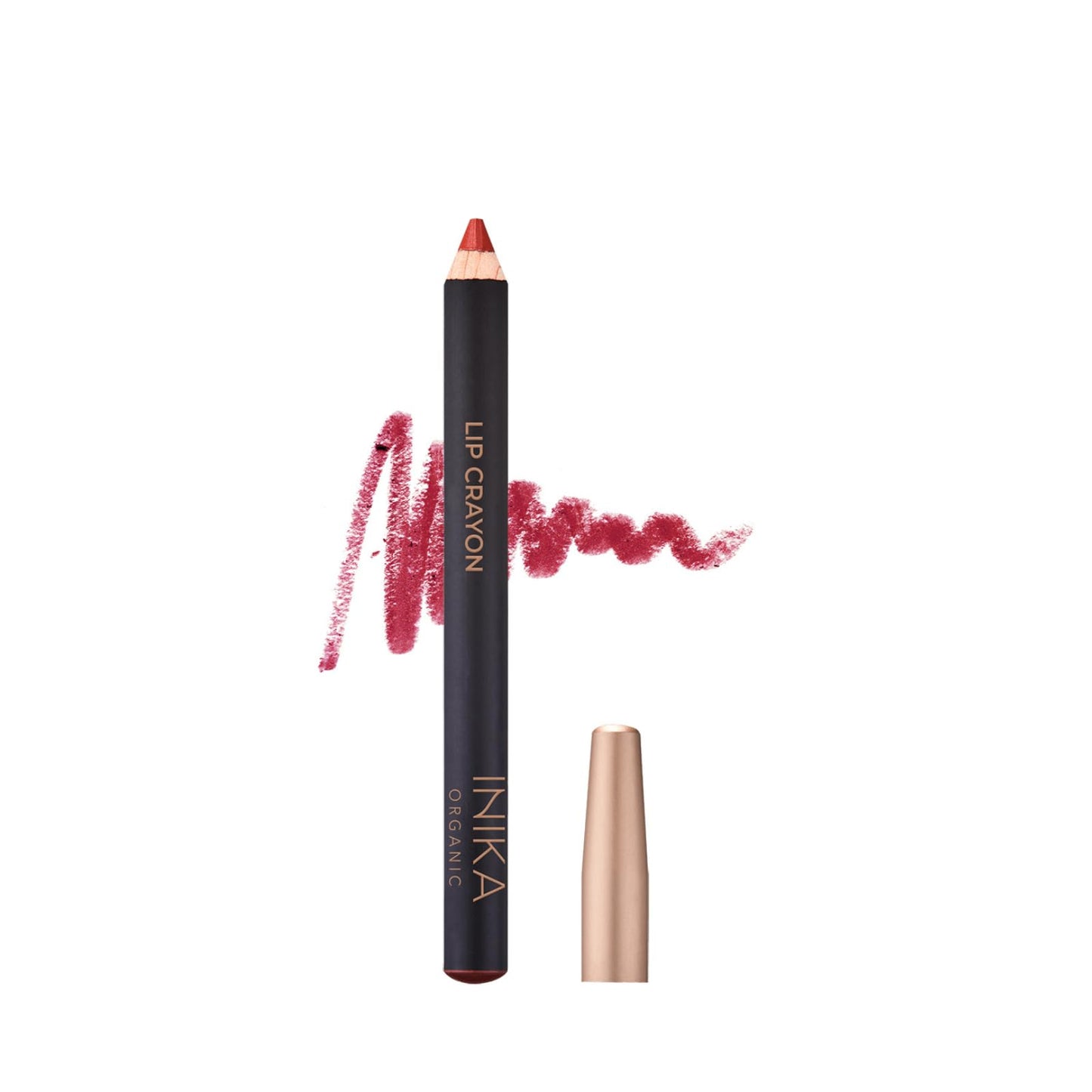 INIKA Organic Long Lasting Lipstick Crayon | Vegan Lipstick + Organic Lip Liner, Hypoallergenic, Cruelty-Free, Satin Finish, Enriched with Vitamin E and Coconut Oil, Crimson 3 g