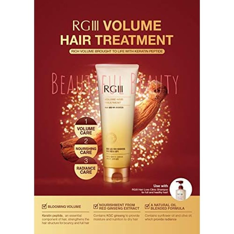 RGIII Red Ginseng HAIR LOSS CLINIC SHAMPOO(17.58 fl.oz) + VOLUME HAIR TREATMENT(8.45 fl.oz) 2PCS SET FOR Preventing Hair Loss AND Volume your Hair