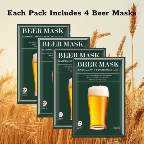 Skincare for Men: Sheet Mask: Beer Lover¡¯s Gift for Men, Bachelor Party, Groomsmen, Boyfriend, Dad, White Elephant, and Stocking Stuffers