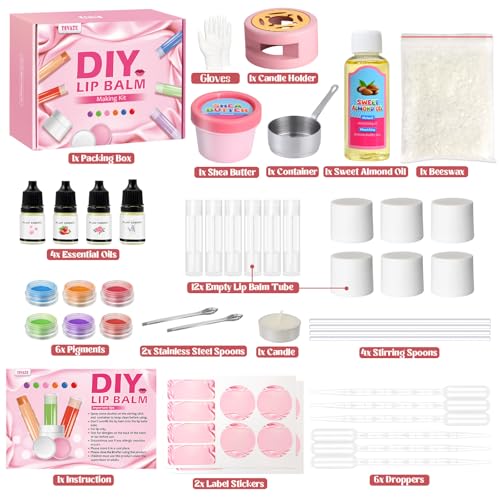 TSVATE DIY Lip Balm Kit, 47pc Multi-Flavor & Multicolored Lip Balm Making Set for Kids