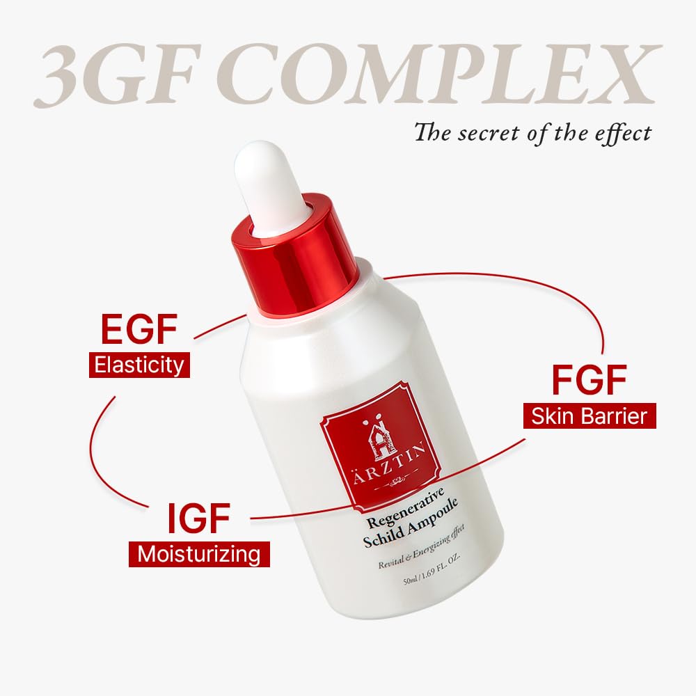 Regenerative Schild Ampoule, 1.69 fl oz Non-sticky | Soft & Fast absolution, Anti-aging Facial Serum, Nutrition, Brightening, Elasticity, Soothing for Dry, Wrinkled, Oily Skin