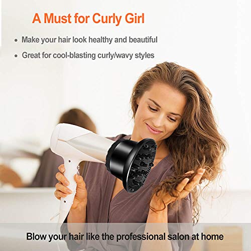 Hair Diffuser, Hair Dryer Diffuser Attachment for Curly and Natural Wavy Hair, Professional Blow Dryer Diffuser, Adjustable from 1.4 Inch to 2.6 Inch