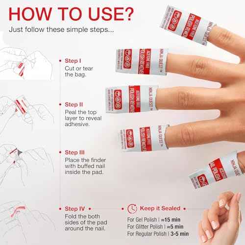 Nail Polish Remover Pads 100% Non Acetone - 200 Pack of Individually Wrapped Bulk Set Gel Nail Polish Remover Wipes - Fingernail Travel Kit to Clear Nail Polish for Home & Professional Removal