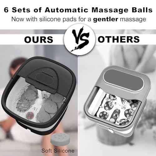 Collapsible Foot Spa with Heat and Remote, Heated Foot Bath Massager with Timer, and 24 Motorized Shiatsu Massage Balls, Foot Soaking Tub Supports Hot/Cold Water Soaking