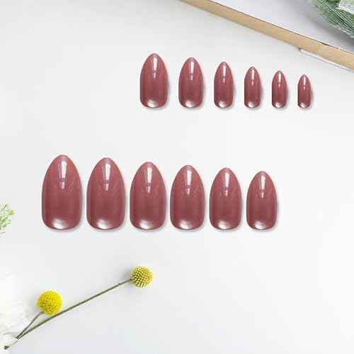 Reusable Water Ripple Magnetic Cat Eye Nails Set Glossy Soft Gel Full Cover Nail Tips in Almond Coffin T Shape for DIY Manicure at Home