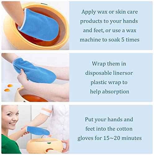 Paraffin Wax Mitts for Hand and Feet Paraffin Mitts and Booties Terry Cloth Booties Essential Oil Gloves for Hand Foot Care Spa Pedicure Thermal Treatment Wax Accessories(Blue)