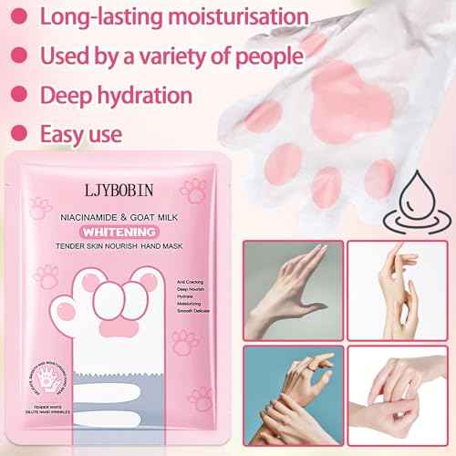 6PCS Hydrating Hand Mask Gifts Set,Intensive Cute Hand Masks for Dry Cracked Hands,Gentle Long Lasting Hand Masks Moisturizing Gloves for Soft and Smooth Touch Hands