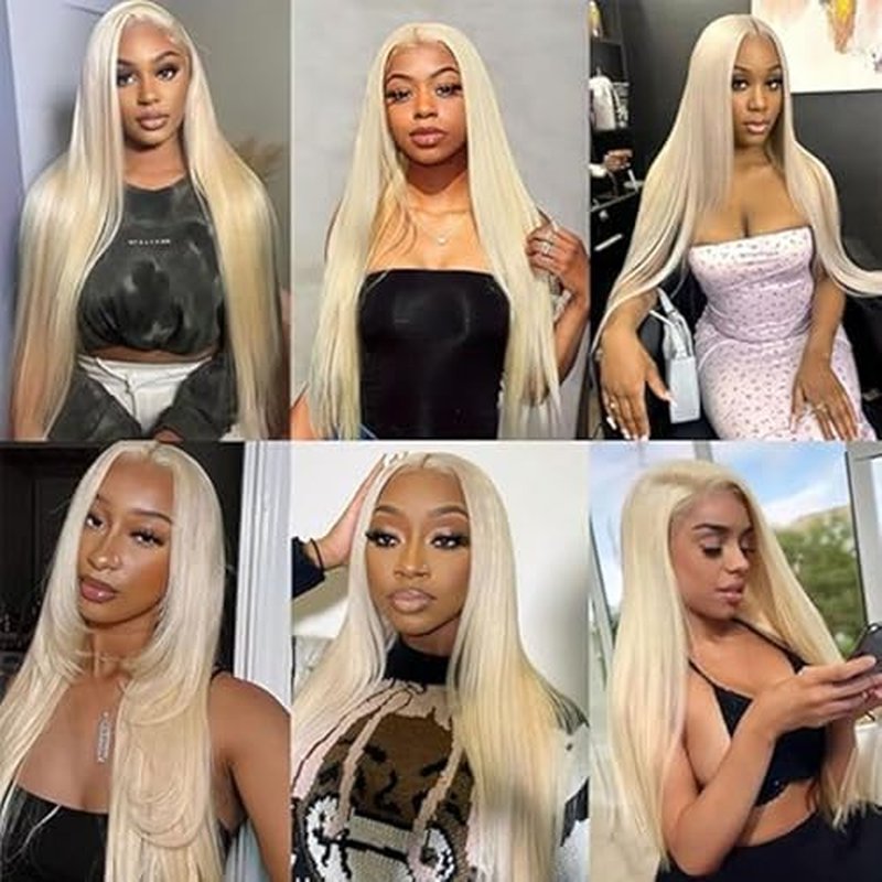 #613 Blonde Bundles Human Hair 20 22 24 Straight Color 613 Human Hair Bundles Blonde Extension 100 Gram Per Bundle 12A Unprocessed Brazilian Remy Hair Virgin Hair for Black Women