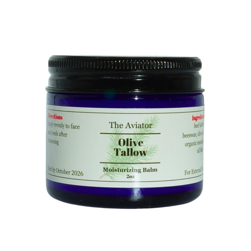 Grass-Fed Beef Tallow Face Moisturizer - Organic Skin Care Balm with Pine Essential Oil | Nourishing 2oz for Sensitive Skin, Hands & Lips