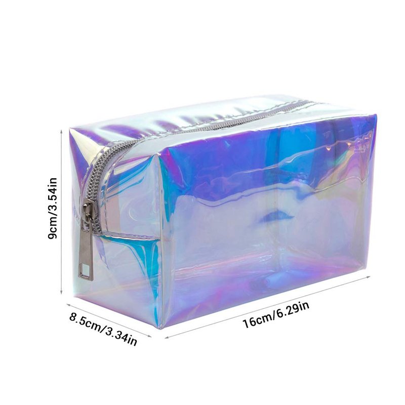 Large Holographic Makeup Bag - TPU Cosmetic Bag with See Through Design, Travel Cosmetic Toiletry Bag Organizer Case with Zipper for Women