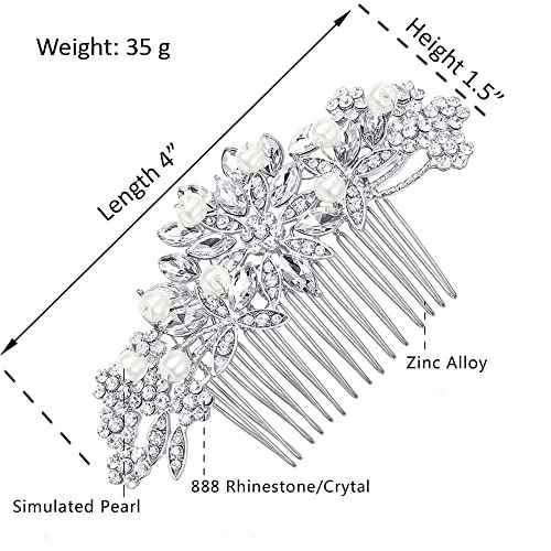 Crystal Wedding Hair Comb Bridal Hair Comb Pearl Wedding Headpiece Silver Hair Accessories
