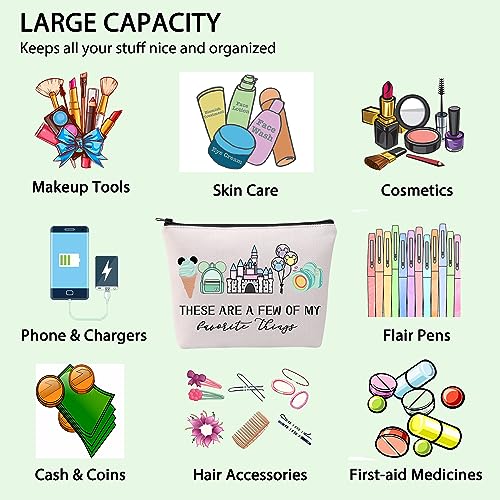 Vacation Trip Gift Fairytale Fans Cosmetic Bag Mouse Family Trip Snacks Makeup Bag Magic Kingd*m Gift Mouse Ice Cream Zipper Pouch (F-things Mouse)