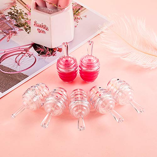 Maitys 18 Pieces Empty Lip Gloss Tubes Honey Pots Shaped Plastic Gloss Container Mini Clear Refillable Lip Balm Bottle Container with 2 Pieces Plastic Funnels for Women DIY Cosmetics, 6 ml