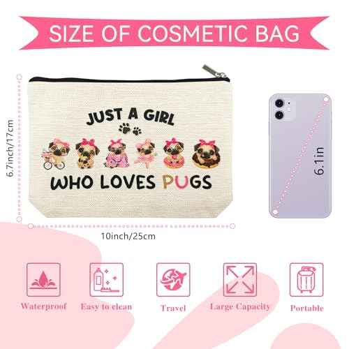 DJOLY Pug Gifts for Lovers, Birthday Decorations, Accessories for Dog Mom, Kids, Cosmetic Travel Pouch, Christmas Decor
