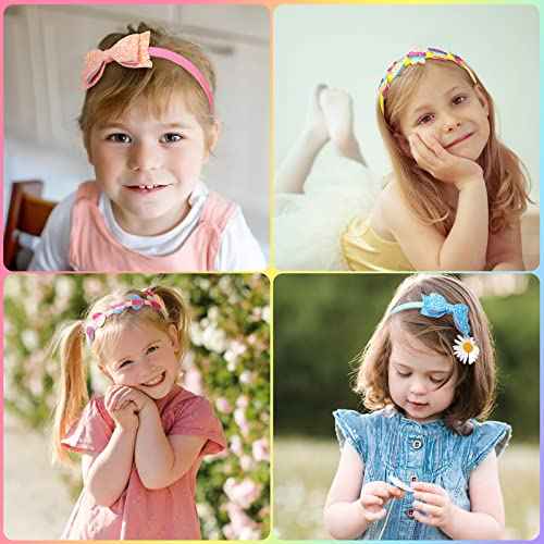 Janinka 24 Pcs Girls Glitter Headbands for Kids Bulk 3.5 Inch Sparkly Little Girl Headbands for Ages 4?6 Sequin Headband Non-slip Plastic Shiny Bow Headband with Teeth Gift for Christmas