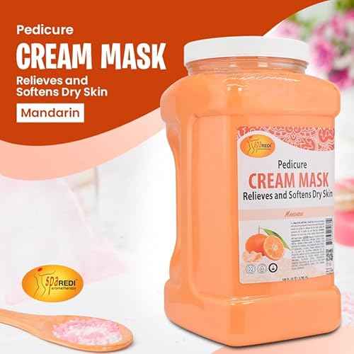 SPA REDI - Body and Foot Cream Mask, Mandarin, 128 Oz - Pedicure Massage for Tired Feet and Body, Hydrating, Fresh Skin - Infused with Hyaluronic Acid, Amino Acids, Panthenol, Comfrey Extract