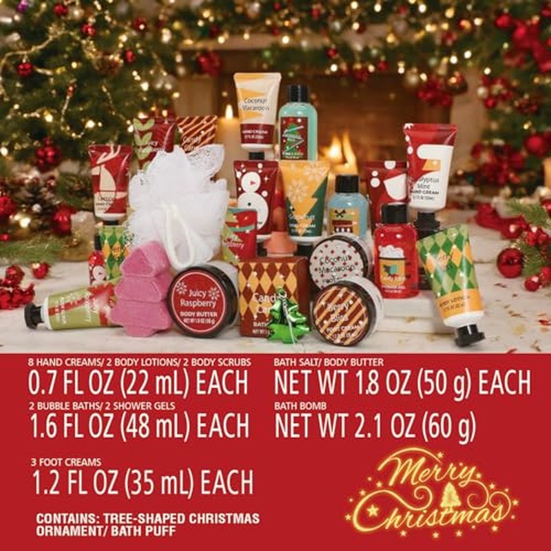 2025 Advent Calendar Beauty Womens, 24 Days Advent Calendar for Teen Girls Christmas Luxury Box Gifts Holiday, 24pcs Hand Cream Gifts Bath Sets with Bubble Bath, Shower Gel, Body Lotion Scrub etcs