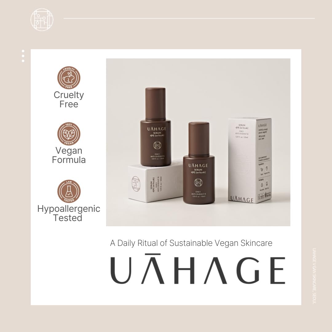UAHAGE Sebyuk Serum Daily Antioxidant B - Deep Hydration and Nutrition, Vegan Korean Skincare with Glutathione, Niacinamide, Black Tea Extract, Panthenol, Macadamia Oil, Trehalose (30ml / 1.01 fl.oz)