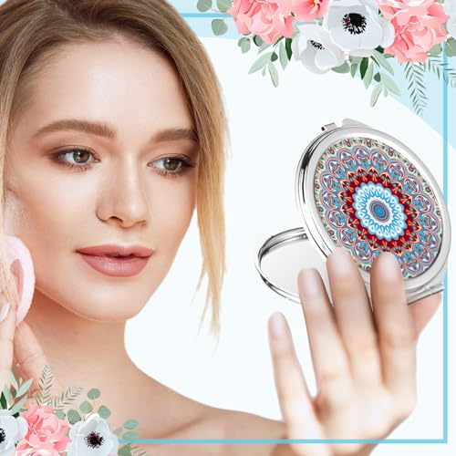 Jetec 12 Pcs Sublimation Blanks Products Small Compact Mirror Bulk Heat Transfer Folding Pocket Makeup Mirror Heart Round Square Double Sided Handheld Sublimation Mirror for Women Gift Purse Travel