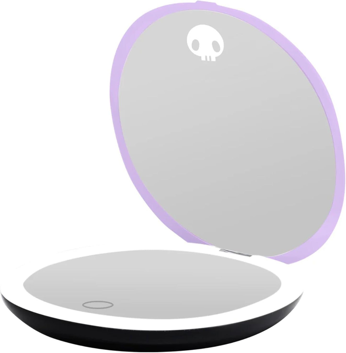 Impressions Vanity Portable Round LED Compact Mirror - 3X Magnification, Adjustable Brightness | Lighted Travel Makeup Mirror