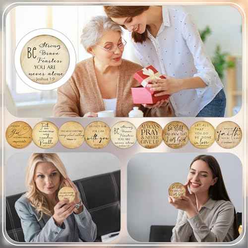 36 Pcs Mini Christian Compact Mirrors Bulk for Women Retro Inspirational Bible Verse Pocket Makeup Mirrors for Pastor Wife Clergy Sunday School Teacher Appreciation Christmas Church Party Favors