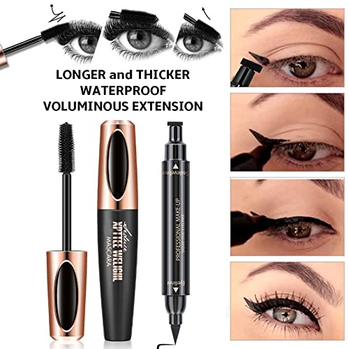 Makeup Set for Women Full Kit - 32 Colors Makeup Palette,5pcs Brushes Set, Mascara & Stamp Liquid Eyeliner, Eyebrow Pen, 2pcs Matte Liquid Lipsticks, 2 Powder Puff, 1 Cosmetic Bag Makeup Gift Set