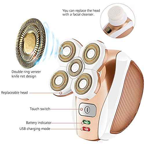 Women's Electric Shaver Replacement Heads : 5 Legs Hair Removal Razor Replacement Heads 4D Floating Heads Replacement Blades for Women