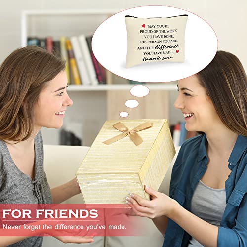 Coume 12 Pcs Thank You Gifts for Women Makeup Bag Inspirational Employee Appreciation Gift for Teacher Coworkers Nurse Social Worker Caregiver Volunteer Canvas Cosmetic Bag for Birthday(Inspiring)