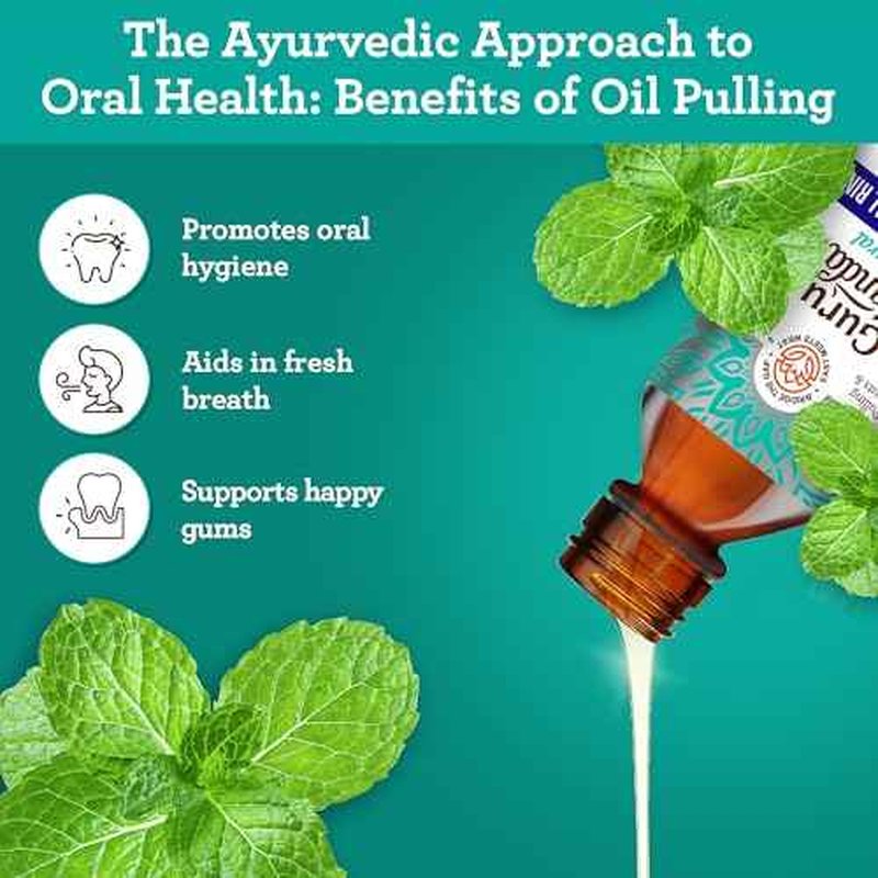 GuruNanda Travel Size CocoMint Oil Pulling Mouthwash, 7 Essential Oils & Vitamins, Promotes Fresh Breath & Happy Gums, No Alcohol & Fluoride, 3 oz