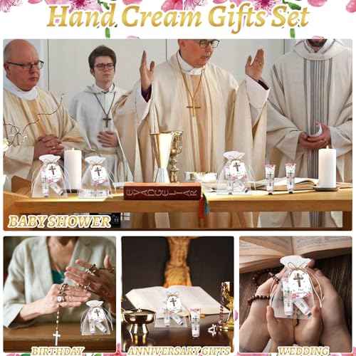 50 Pack Christian Hand Cream Set Gifts for Women Bible Verse Bulk Hand Lotion Travel Size,Women Favors Hand Cream party Appreciation Gifts Include Cards and Organza Bags for Teacher Mom Lover Friends