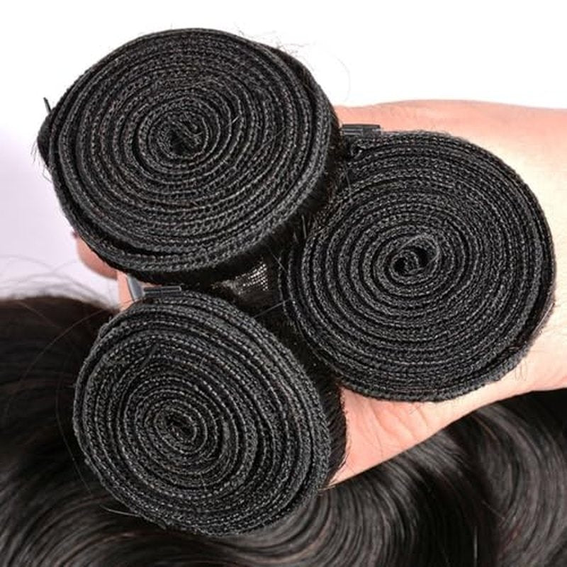 Body Wave Human Hair Bundles - Brazilian 2 Bundles for Black Women, 20 22 Inch, 10A Grade 100% Unprocessed Extensions, Natural Black