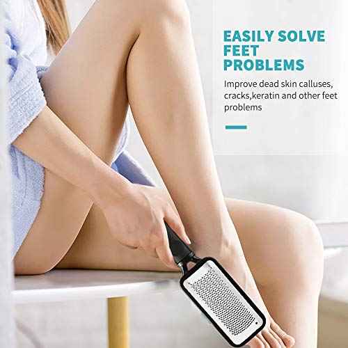 Fu Store 2 Pack Foot Files Callus Remover Stainless Steel Foot Rasp and Dual Sided Feet File Professional Scrubber Pedicure Tools Premium for Feet Care Remove Hard Skin