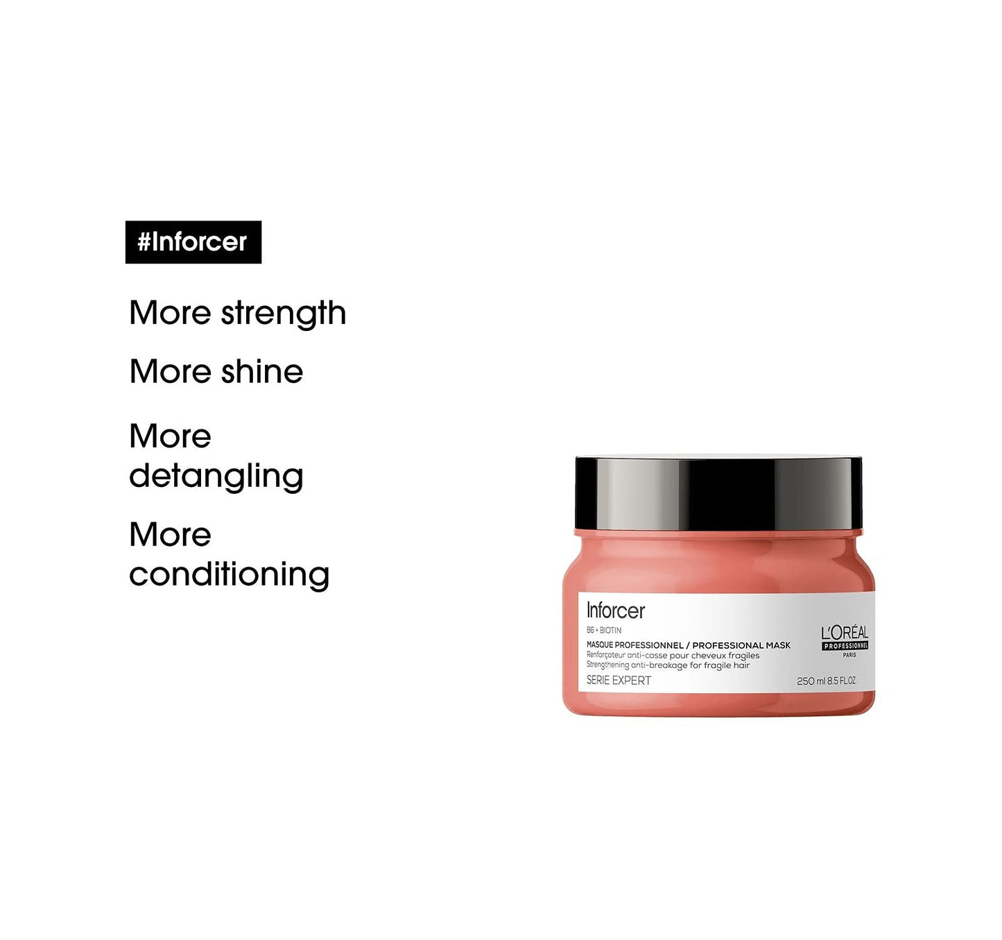 L'Oréal Professionnel Paris Inforcer Mask - For Weak & Fragile Hair, Provides Strength and Prevents Breakage, With Biotin & Vitamin B6