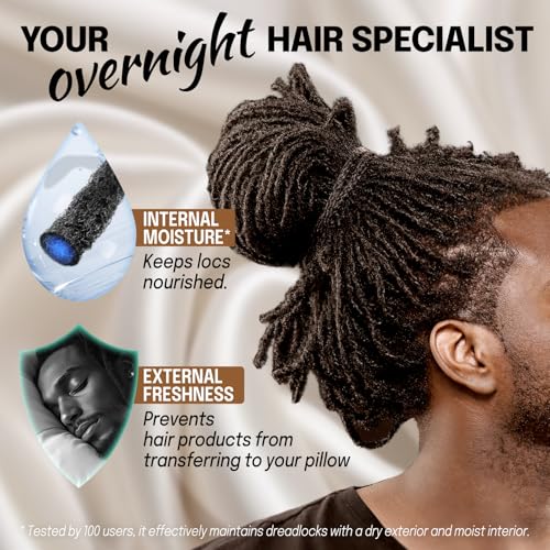 Large Satin Bonnet for Men Sleeping: Loc Cap Dreadlocks for Curly Braids Wave, Silky for Frizzy Hair Smooth, Adjustable No Slip Black