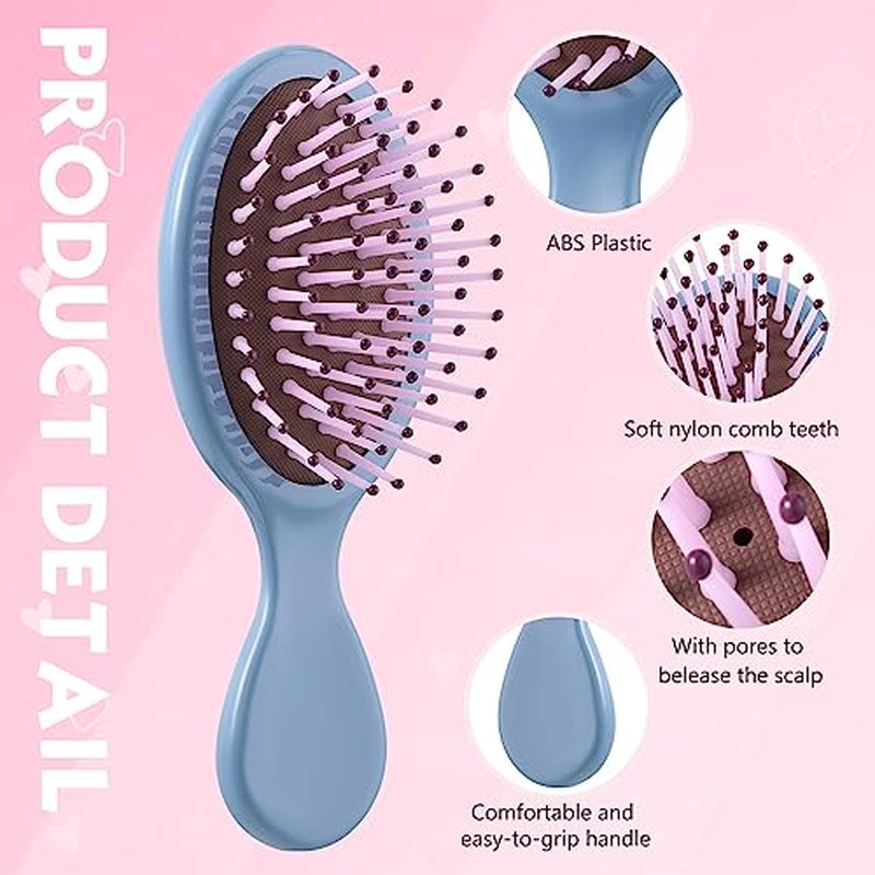 Gerrii 112 Pcs Mini Wet Hair Brush Hair Combs Set 56 Small Pocket Travel Detangler Hairbrush 56 Colorful Plastic Fine Wide Hair Combs Toddler Detangling Brushes Soft Bristles Bulk (Bright Color)