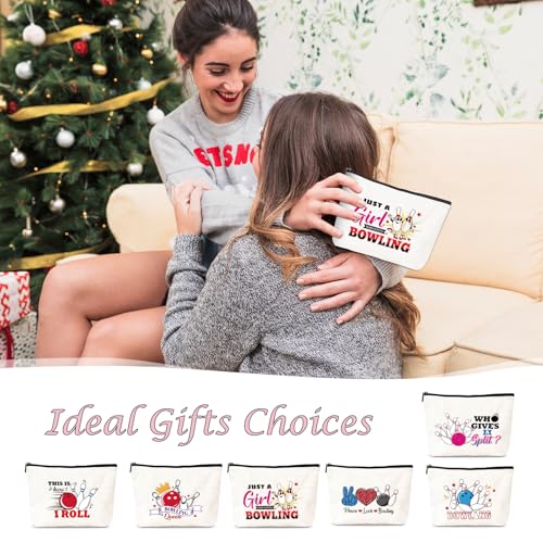 Bowling Gifts for Women - 6Pcs Bowling Accessories Makeup Cosmetic Bag Purse Pouch with Zipper, Ball Sports Gifts for Girls Sisters Besties Friends