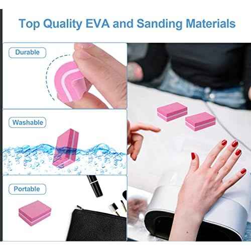 Nail Buffers (50 Pack), Mini Buffer Block Nail File for Acrylic Nails and Natural Nails, 100/180 Grit Nail Buffer Block Bulk Buffing Blocks for Nail Buff Professional Manicure File Blocks Set Pink