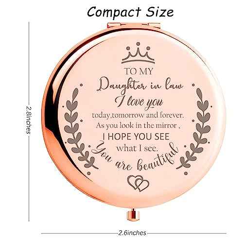 Soulpetals Daughter in Law Gifts Compact Mirror for Daughter in Law Gifts from Mother in Law for Wedding Day Birthday Christmas