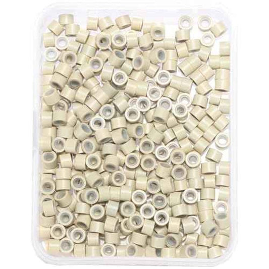 4mm-300pcs Hair Tinsel Beads,Silicone Lined Micro Rings,MicroLink Beads for Hair Extensions,Blonde