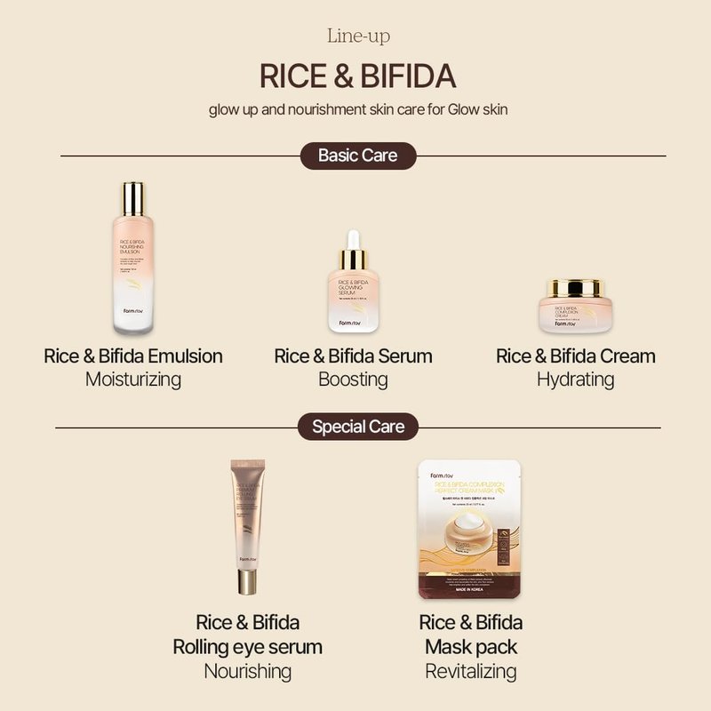 FARMSTAY Rice & Bifida Nourishing Emulsion, Dark Spots Correcting Remover with Niacinamide, Hydrating & Smoothing Rice Moisturizer for Glow Skin, for Women & Men, Korean Skin Care, 4.05 Fl. Oz.