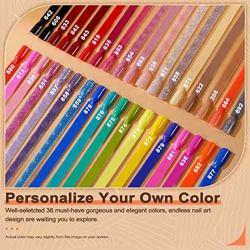 Lavender Violets 36 Colors Dip Powder Nail Kit Starter Quick Drying Dipping Powder Colors Set French Nail Nude Neon All Seasons for Home Salon M950