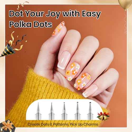 Beetles Nail Art Brushes 8pcs ? Crystal Nail Art Tools 5pcs Double-headed Nails Dotting Tool, 3pcs Striping Liner Brushes for Nails with Pearls Bowknot Stickers, DIY Home Salon Manicure Design Tools