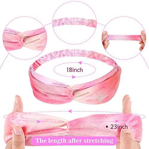 Waydress Rainbow Tie Dye 9 Pieces Hairband for Girls - Velvet Fabric Knotted Headbands, Stretch Headbands with Strong Elasticity, Spa and Face Washing Hair Bands, Hair Accessories