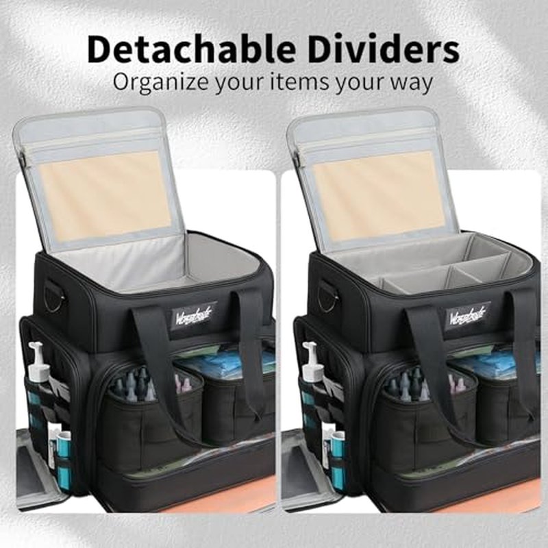Wormhole Tattoo Case Tattoo Backpack with 3 Inner Removable Pouches 2 Layers Travel Bag for Tattoo Stencil Printer Tattoo Supplies Black 14.6" L x 9.5" W x 14.2" H