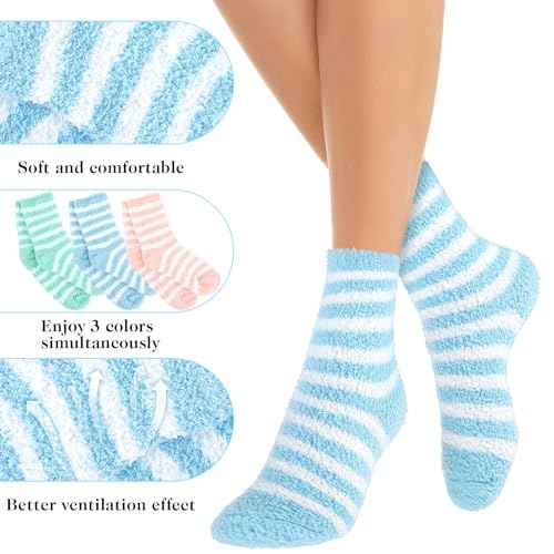3 Pairs Aloe Infused Socks Lotion Socks Moisturizing Spa Socks Non Slip Coral Fleece Socks for Repairing Softening Dry Cracked Feet Infused Gel Sleeping